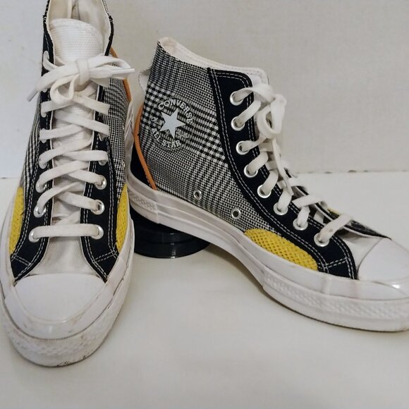 CONVERSE CHUCK TAYLOR ALL STAR 70 HIGH TOP M-6.5 W-8.5 BLK/YELLOW PLAID - Picture 11 of 11